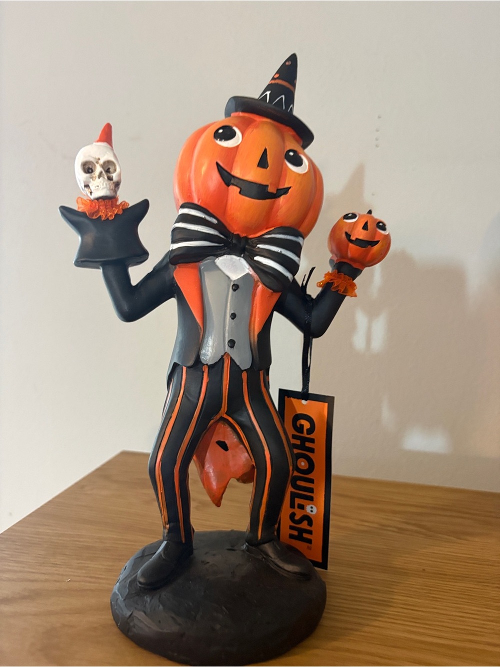 Ghoulish Jack-O'-Lantern Figurine Halloween Decor - Orange and Black